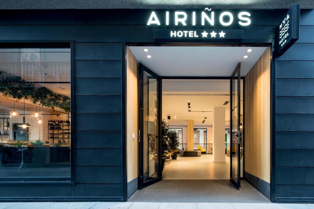 a store front of an entrance to a hotel at Hotel Airiños 3* in Cangas de Morrazo
