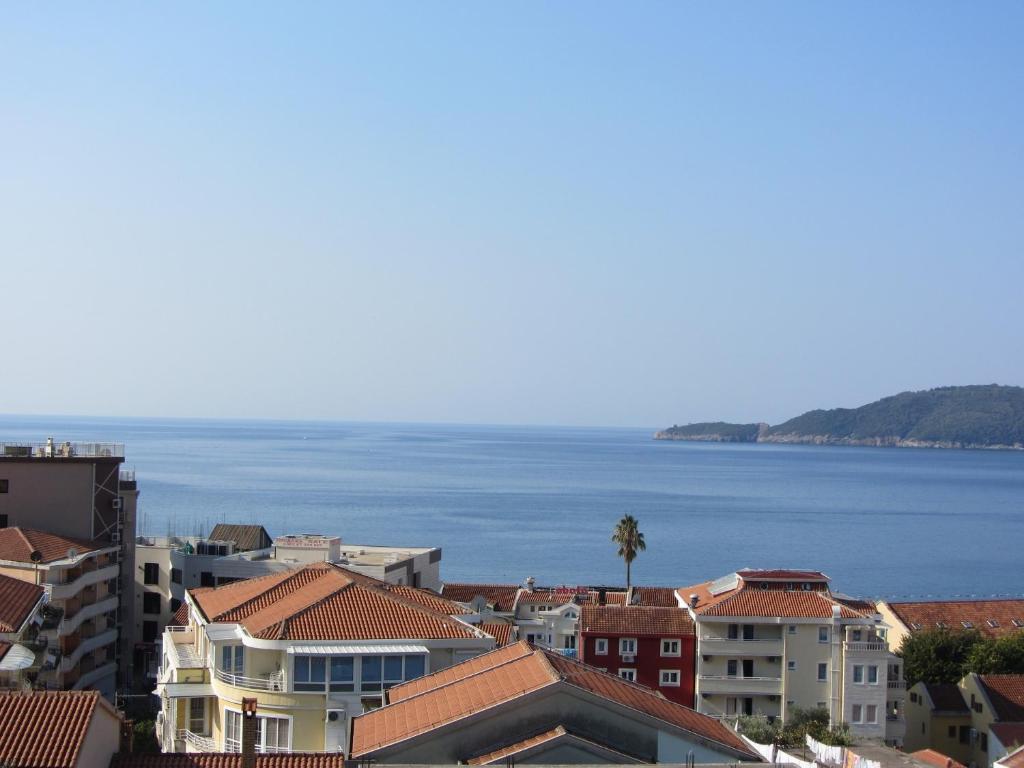 a city with buildings and the ocean in the background at Cernogoriya voyage in Rafailovici