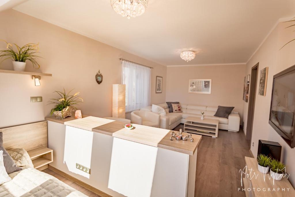 Posezení v ubytování Apartmán na Lipně