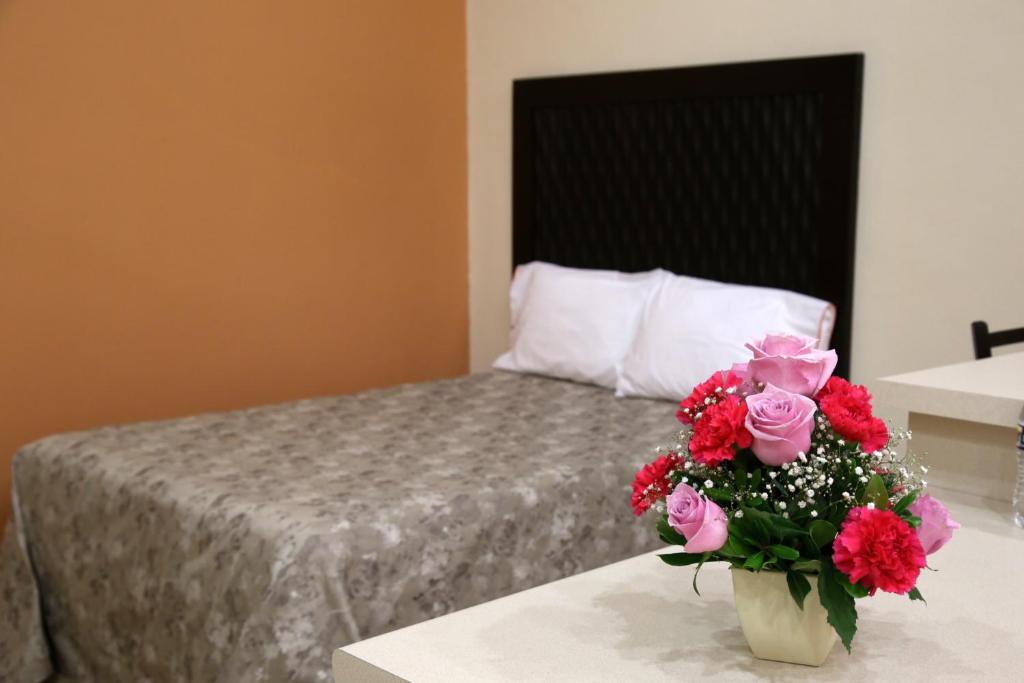 Postel nebo postele na pokoji v ubytování Hotel Plaza Bernal