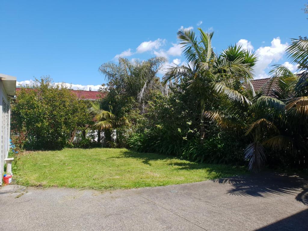 een tuin met palmbomen en een tuin met een oprit bij Devonport Charm house in Auckland