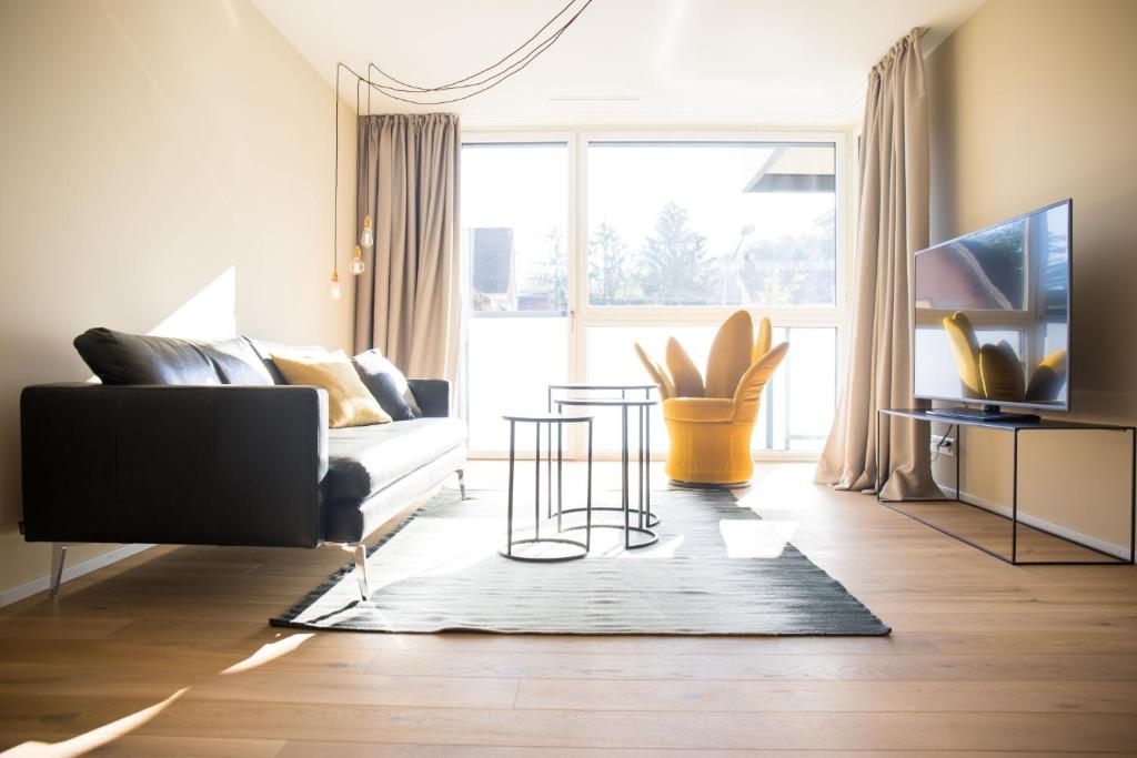 TV a/nebo společenská místnost v ubytování Gubelhof Suites
