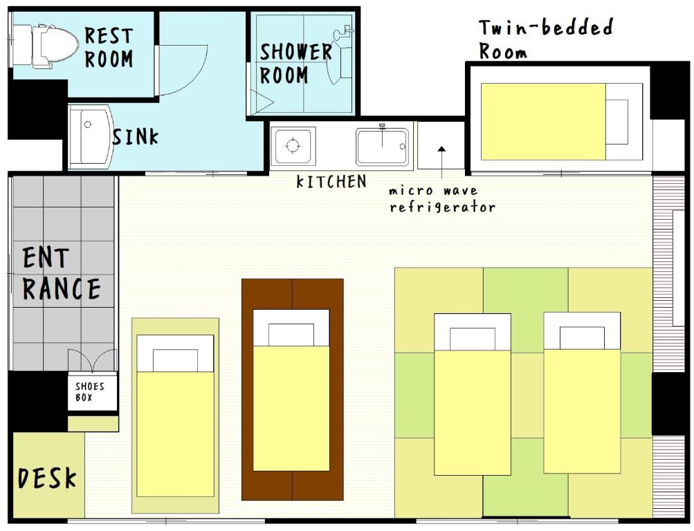 a floor plan of a house with the descriptions of itsiors at Tokyo inn Sakura An in Tokyo