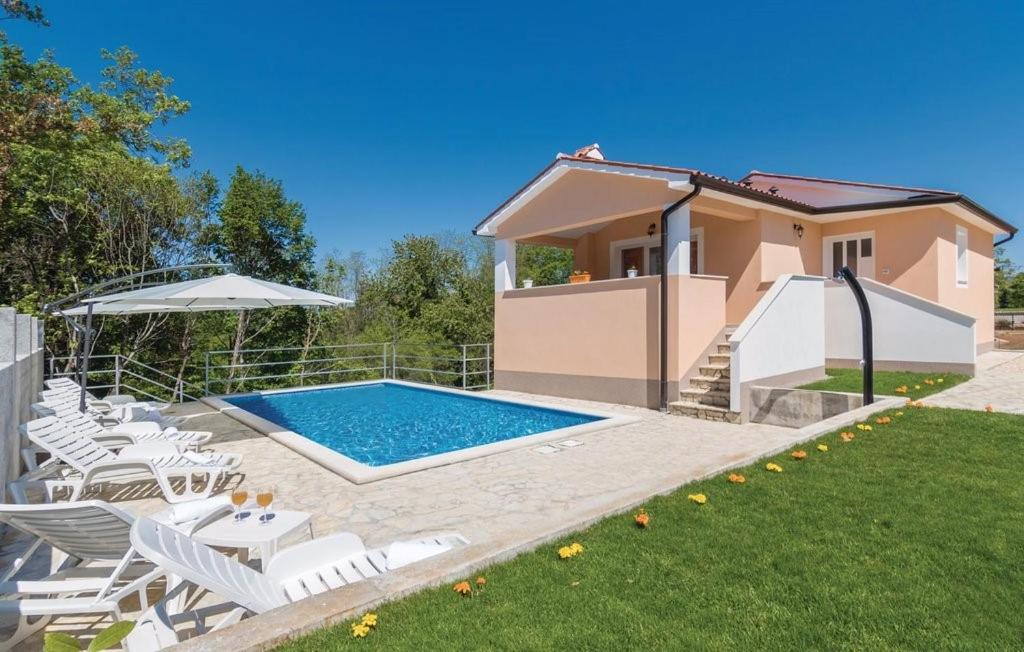 a house with a swimming pool in a yard at Villa Dina in Nedeščina