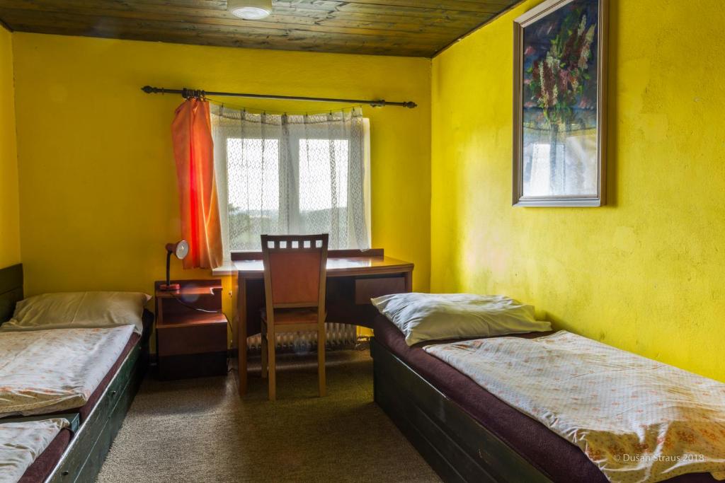 Postel nebo postele na pokoji v ubytování Penzion Pohlednička