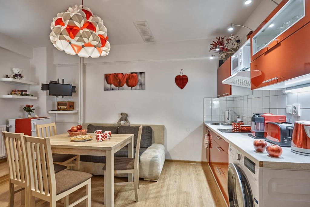 Kuchyň nebo kuchyňský kout v ubytování Apartment U Medvídka