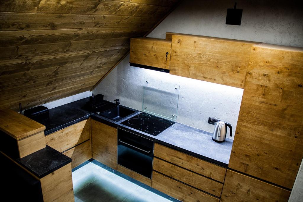 Kuchyň nebo kuchyňský kout v ubytování Apartament Mountain Chalet