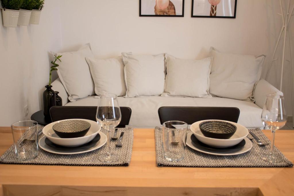 A seating area at Super Stylish Apartments in Syntagma Square!