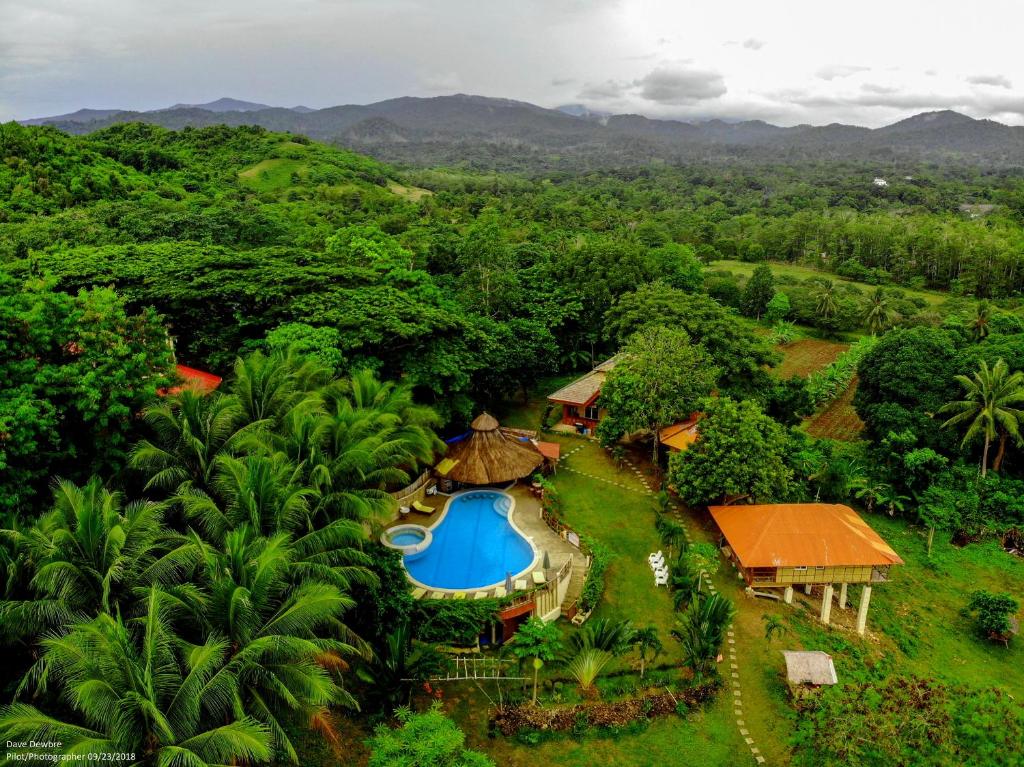 una vista aérea de un complejo con piscina en Al Hamra Jungle Resort, en Puerto Princesa City