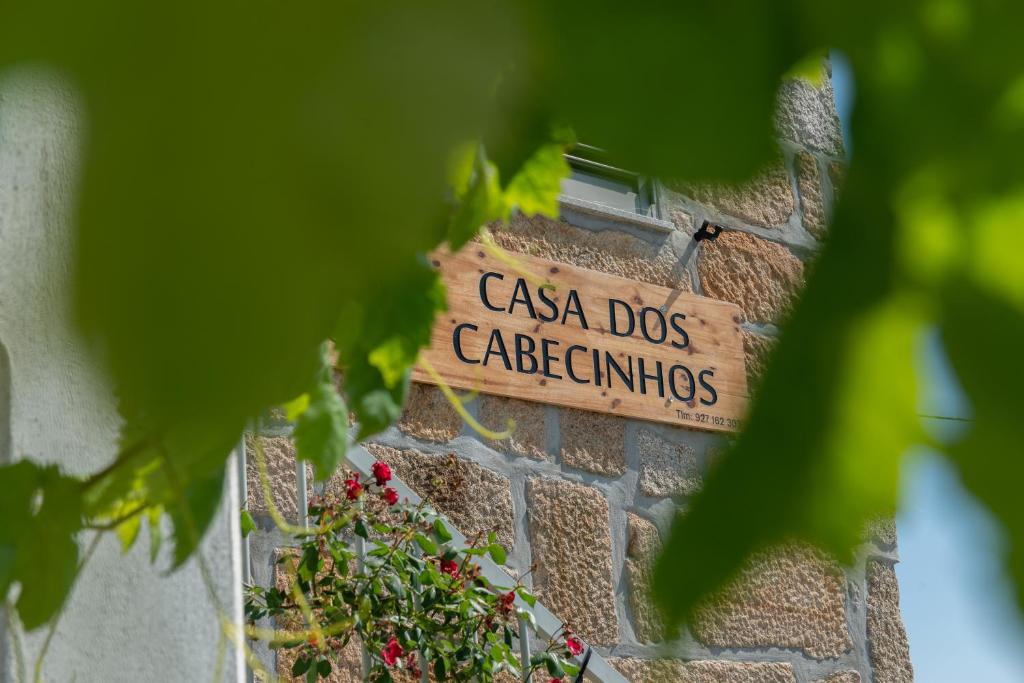 オリヴェイラ・ド・オスピタルにあるCasa dos Cabecinhosの壁にカサドスカベルネ