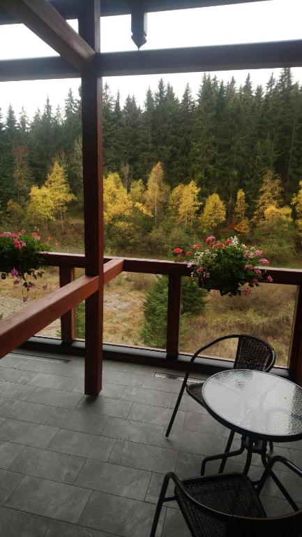 Balkón nebo terasa v ubytování Jezírko lesní restaurant & penzion