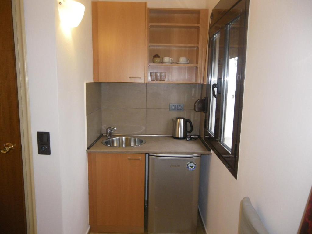 Kuchyň nebo kuchyňský kout v ubytování Byzance Hotel