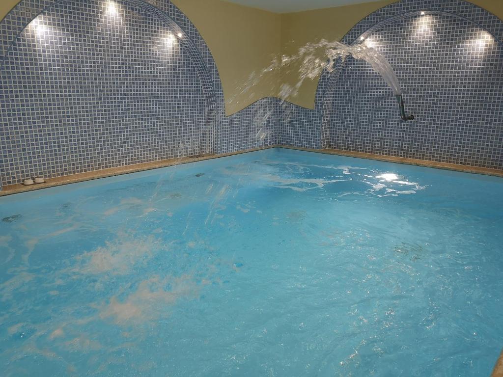 a large pool of water with a fountain at Aparthotel Villa Marinù in Ischia