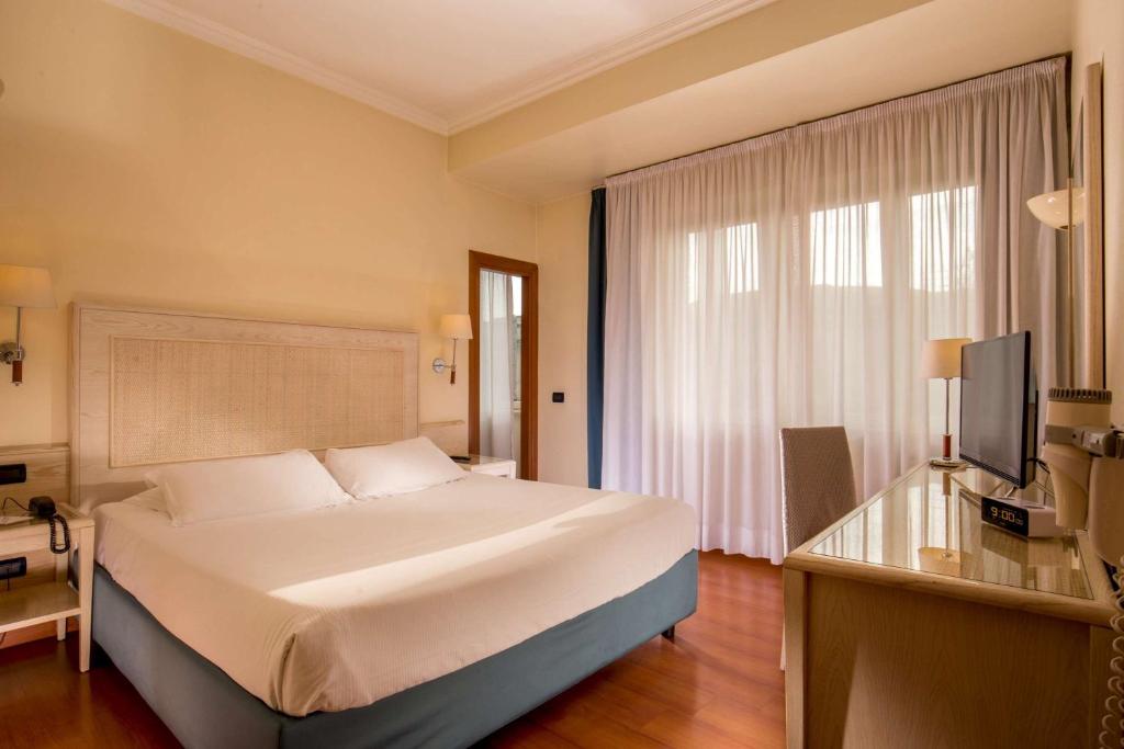 1 dormitorio con 1 cama grande y TV en Best Western Hotel Globus en Roma