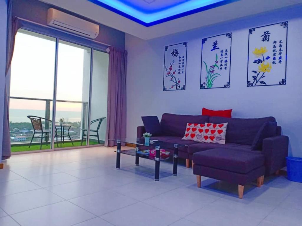 Posezení v ubytování Sekinchan SeaView Homestay 034 高楼看海阳台民宿