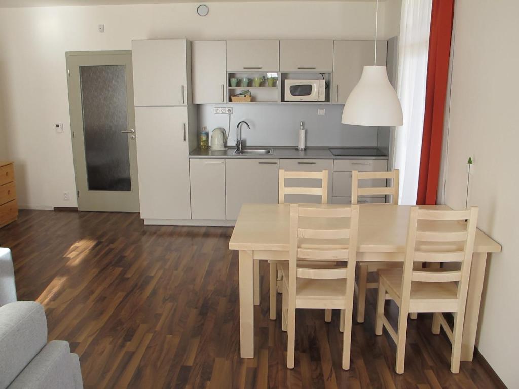 Kuchyň nebo kuchyňský kout v ubytování Apartmán Boubín na Kvildě