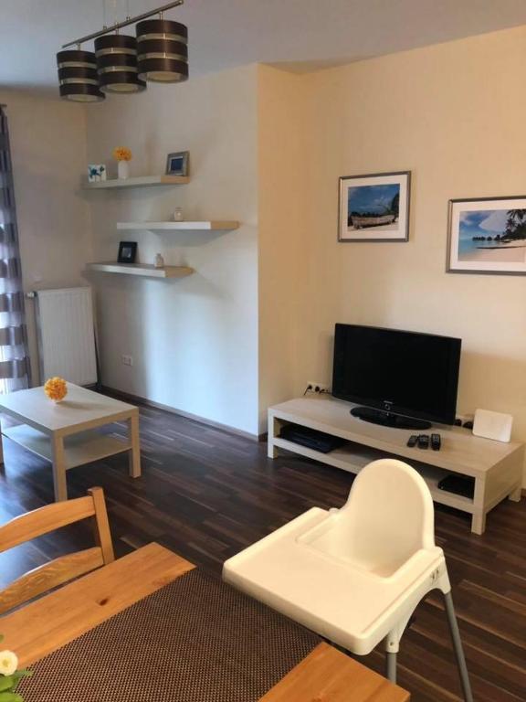 TV a/nebo společenská místnost v ubytování Velence Wellness Apartman