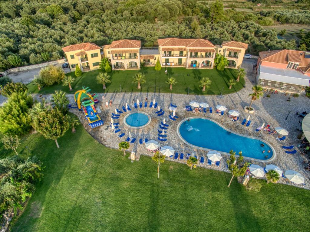 an aerial view of a resort with a swimming pool at Perdika Resort in Perdika