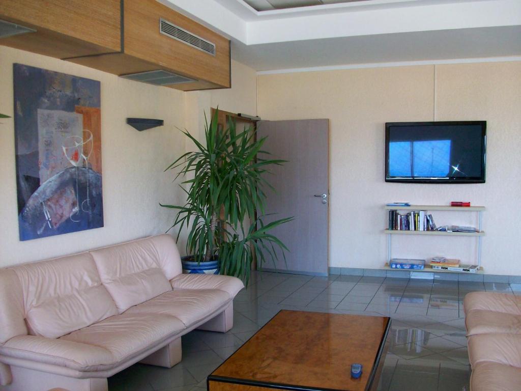 TV a/nebo společenská místnost v ubytování Plage des Pins