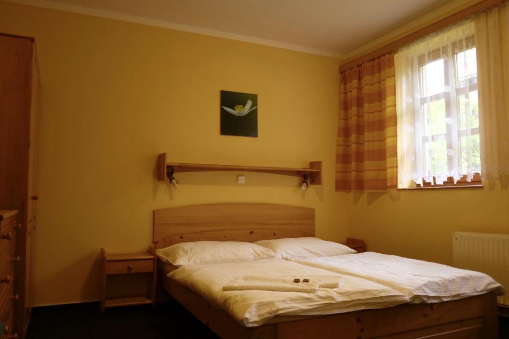 Łóżko lub łóżka w pokoju w obiekcie Penzion U Studeného potoka