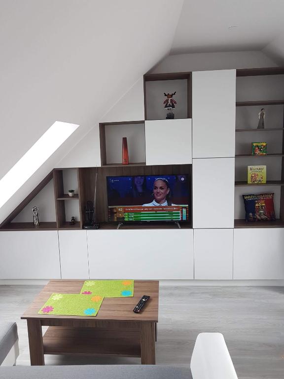 TV a/nebo společenská místnost v ubytování Centrum Apartman S- dom