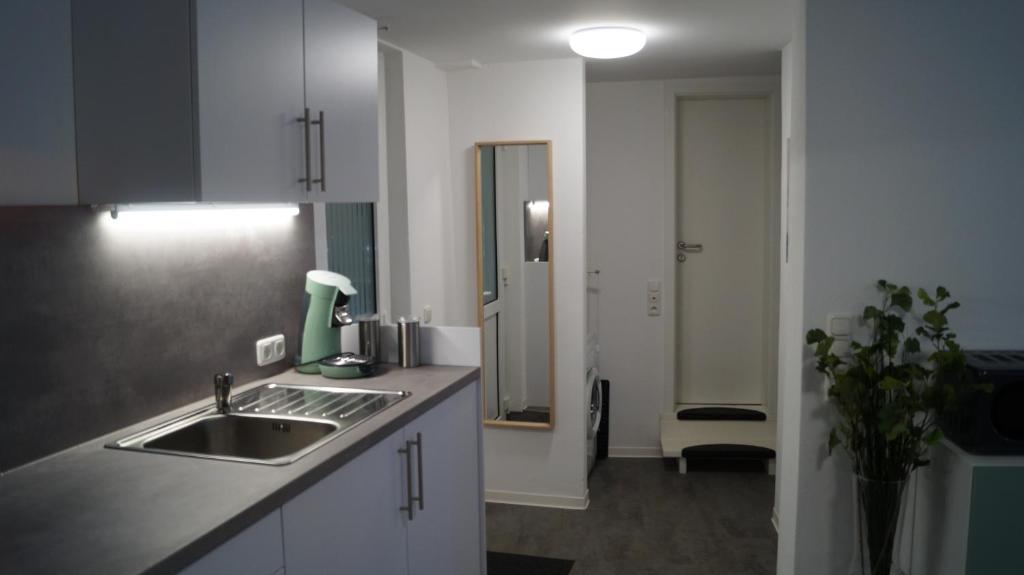 Kuchyň nebo kuchyňský kout v ubytování Ferienwohnung Frieda