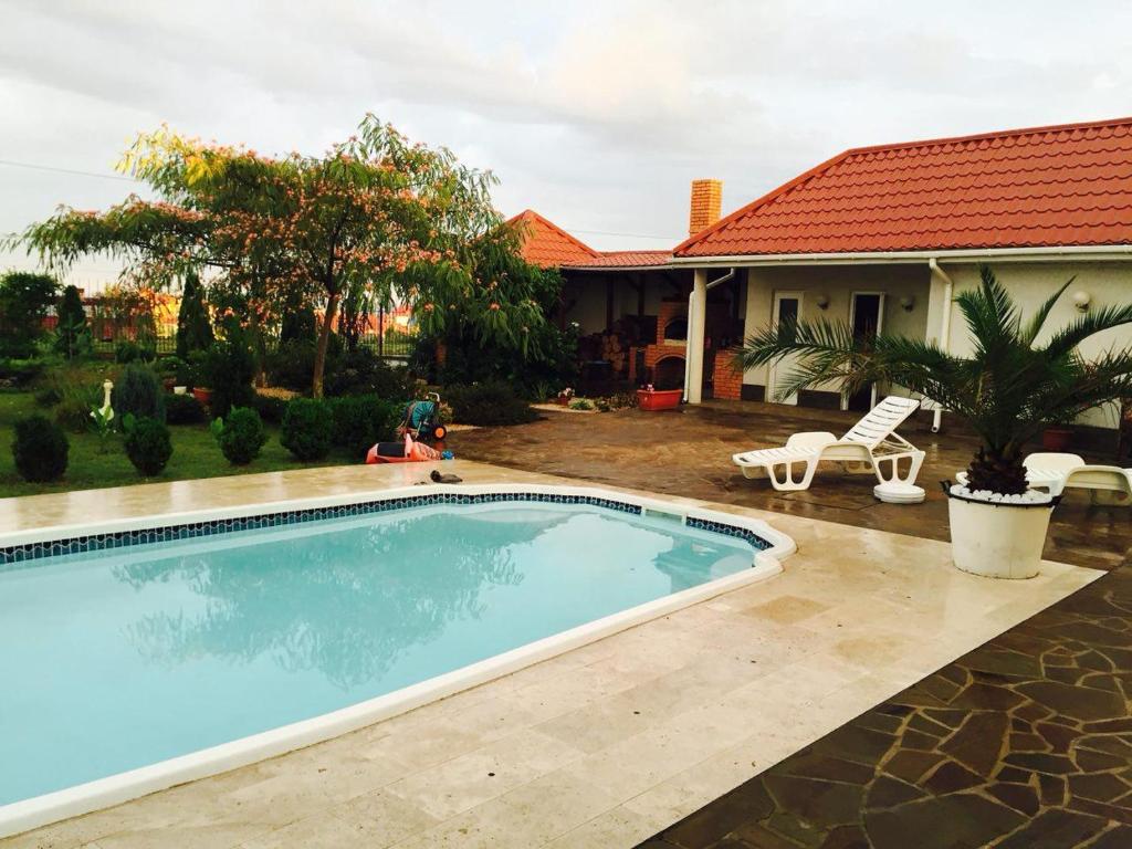una piscina frente a una casa en Villa Diana Mini en Karolino-Buhaz
