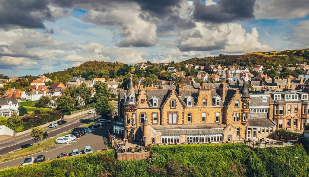 an aerial view of a town with buildings at Braid Hills Hotel in Edinburgh