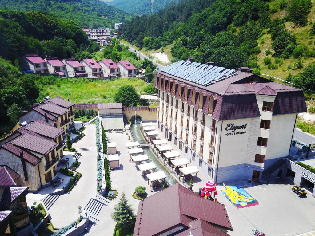 an aerial view of a building in a city at Elegant Hotel & Resort in Tsaghkadzor