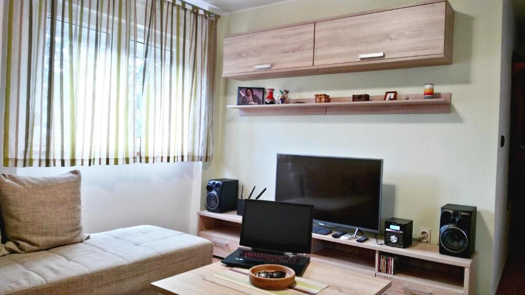 a living room with a couch and a flat screen tv at Apartment Romina in Pula