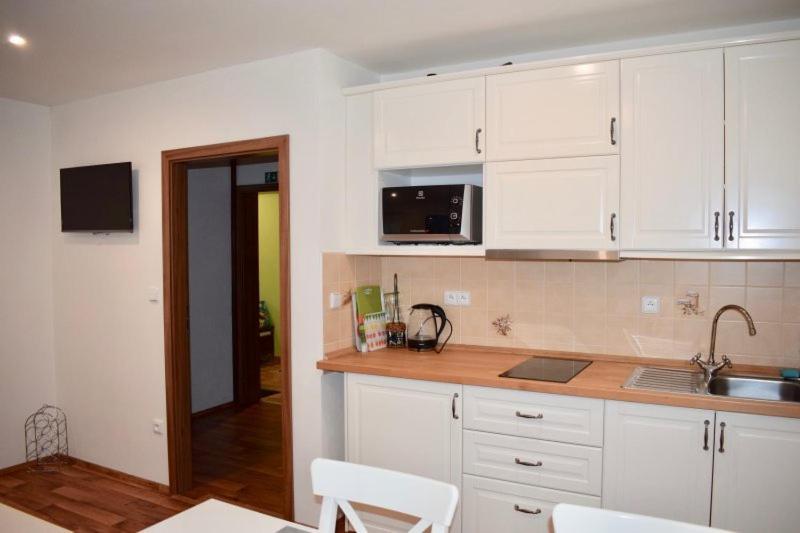 Kuchyň nebo kuchyňský kout v ubytování Apartmány pod sjezdovkou