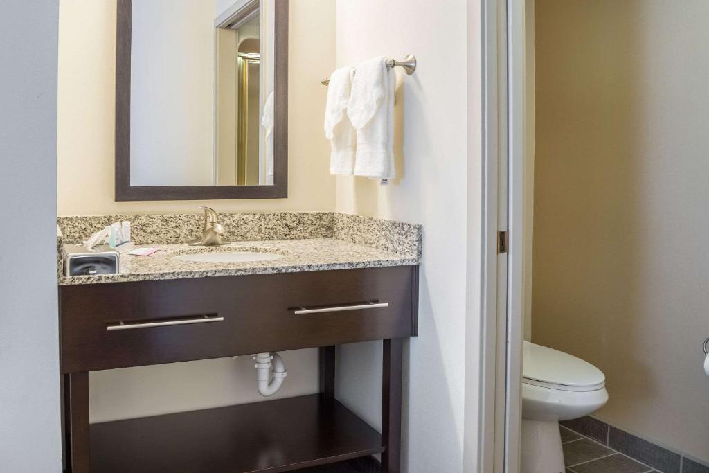 a bathroom with a sink and a toilet at Sleep Inn in Bend