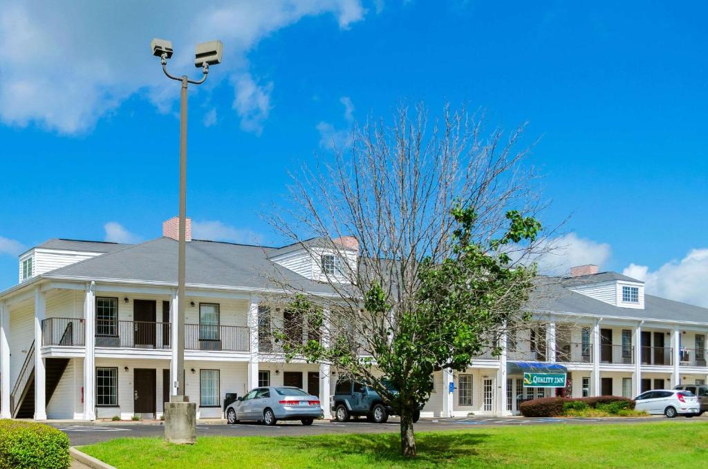 a white building with a tree in front of it at Quality Inn Vicksburg in Vicksburg