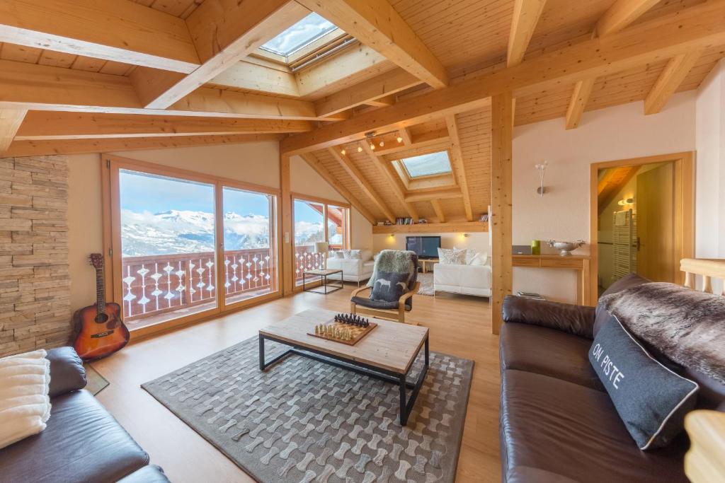 Posezení v ubytování Chalet Nid Blanc