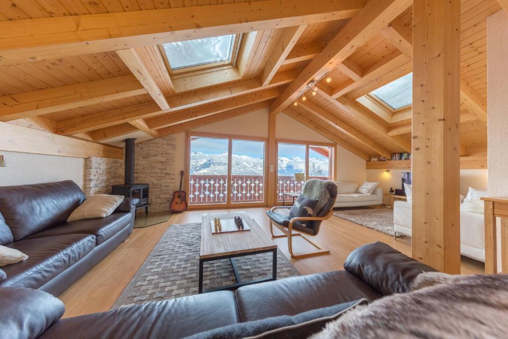Posezení v ubytování Chalet Nid Blanc