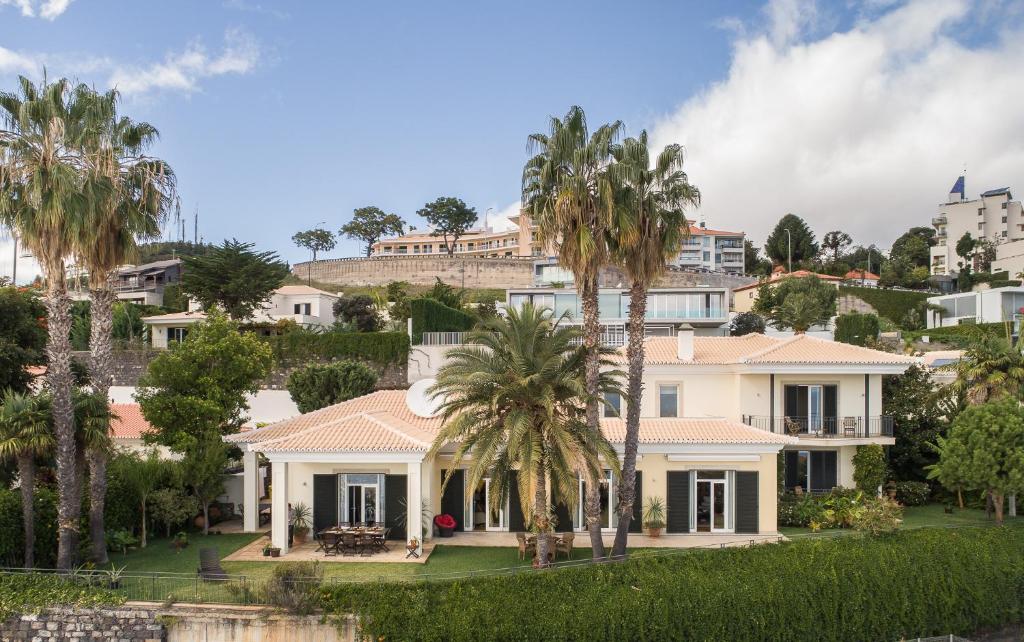 an aerial view of a house with palm trees at CASA DA LEVADA in Funchal