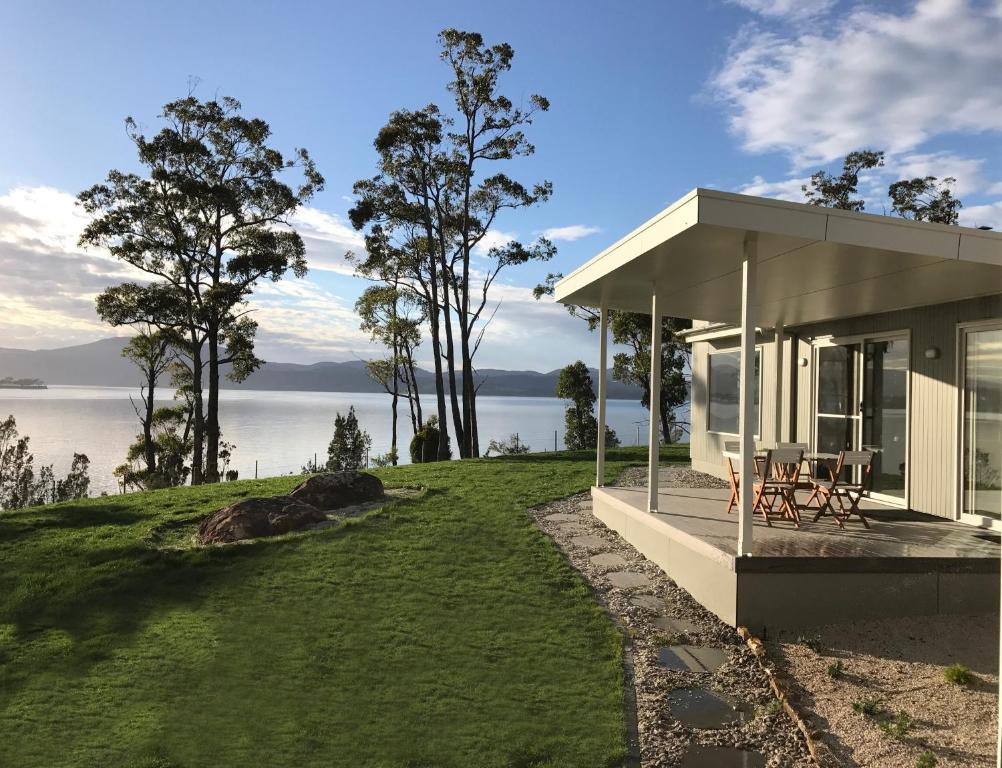 a house with a view of the water at Fairwinds Tasmania in Brooks Bay