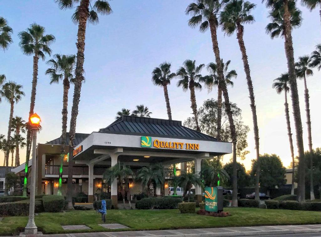 Blick auf einen kalifornischen Gasthof mit Palmen in der Unterkunft Quality Inn Riverside near UCR and Downtown in Riverside