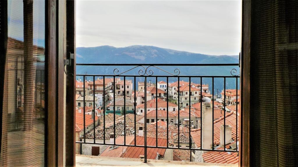a view of a city from a window at Marianthi Apartments in Arachova