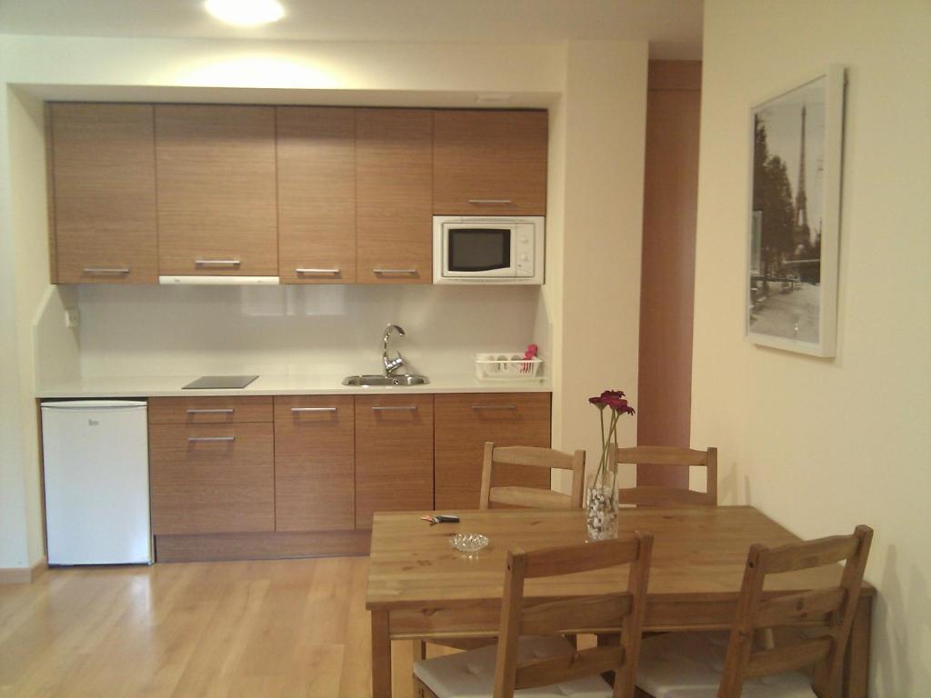 Kuchyň nebo kuchyňský kout v ubytování Apartamentos Argualas