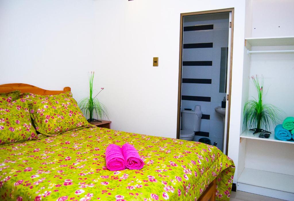 Postel nebo postele na pokoji v ubytování Hostal Lecher