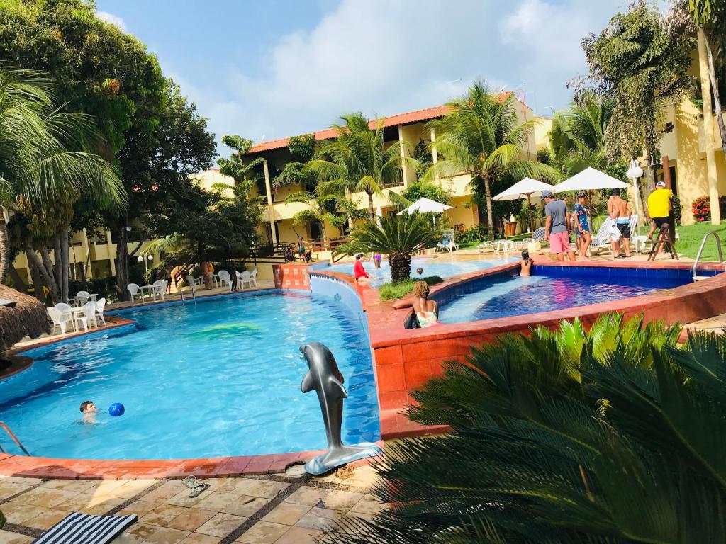 a dolphin in the pool at a resort at Pipa Flat Solar in Pipa