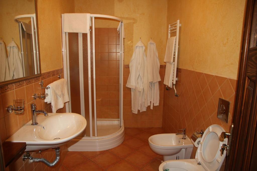 Koupelna v ubytování Gnizdo Golubky