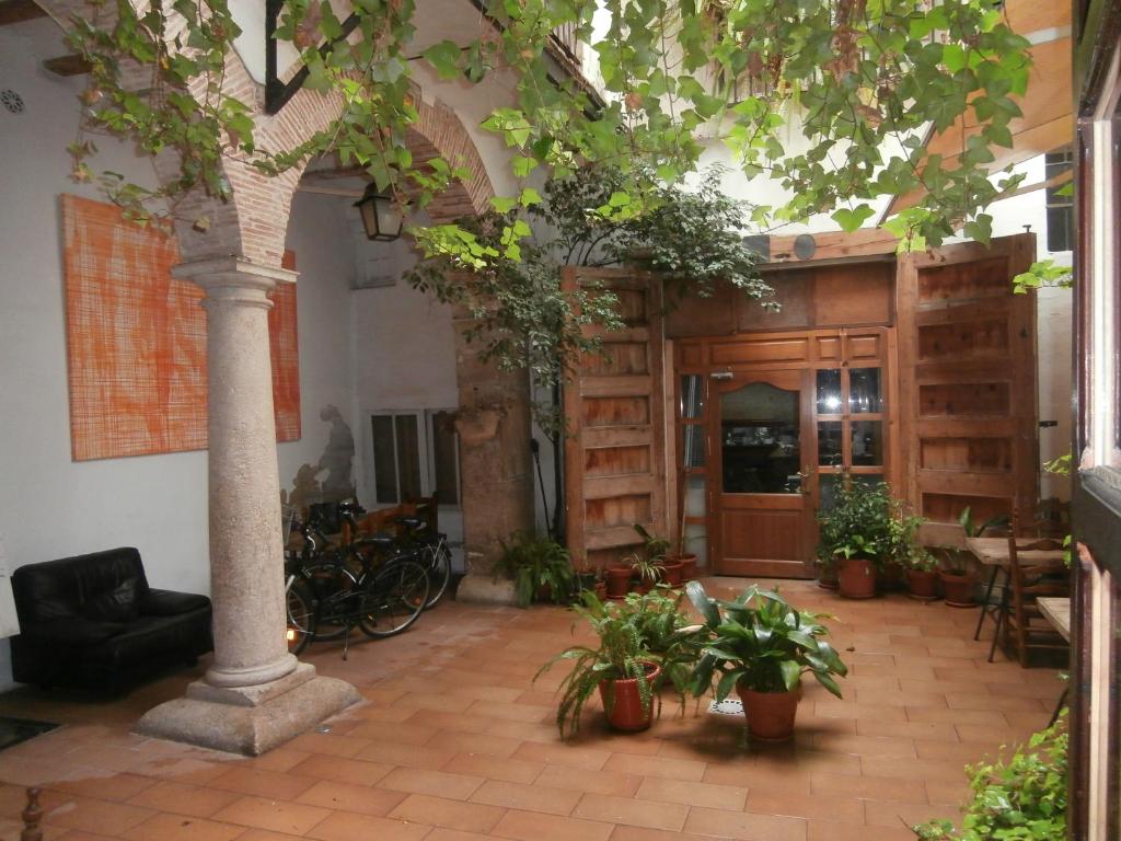 バレンシアにあるInnsaの柱と植物が並ぶ広い部屋