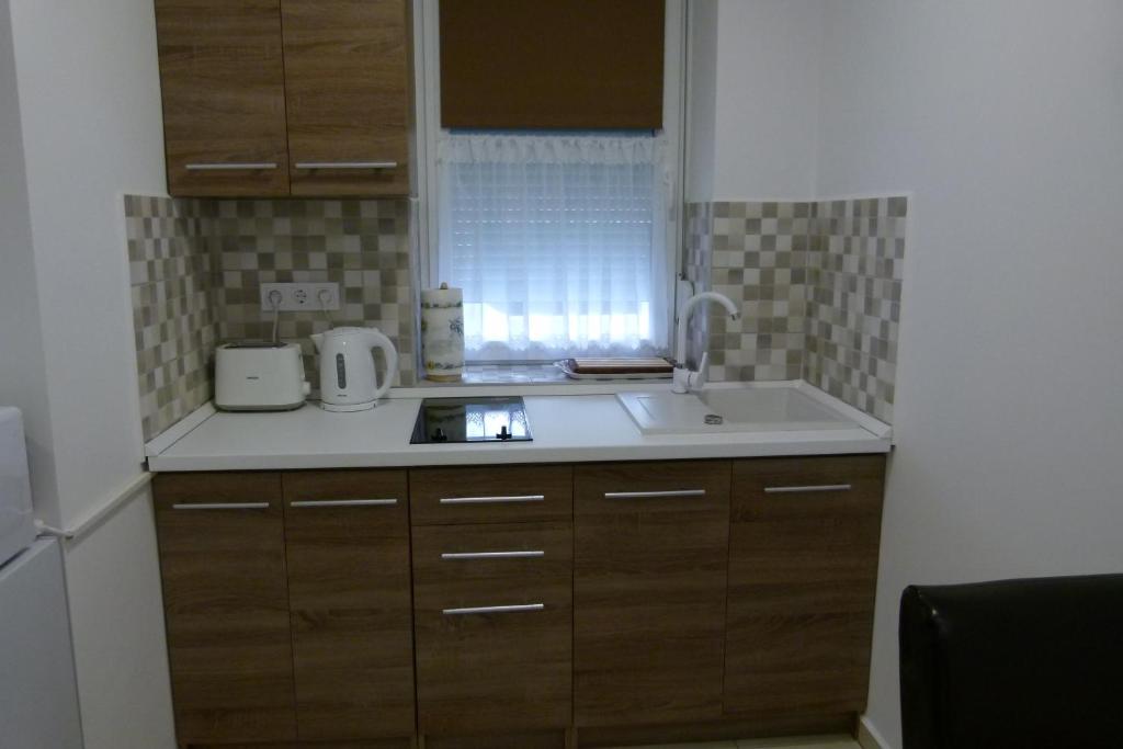 Kuchyň nebo kuchyňský kout v ubytování Wolf House Apartman