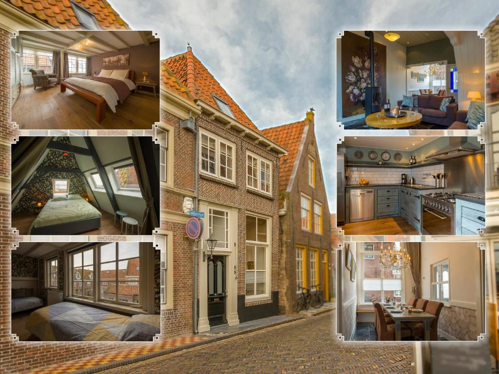 een collage van foto's van een huis bij Tulpenhuis Enkhuizen in Enkhuizen