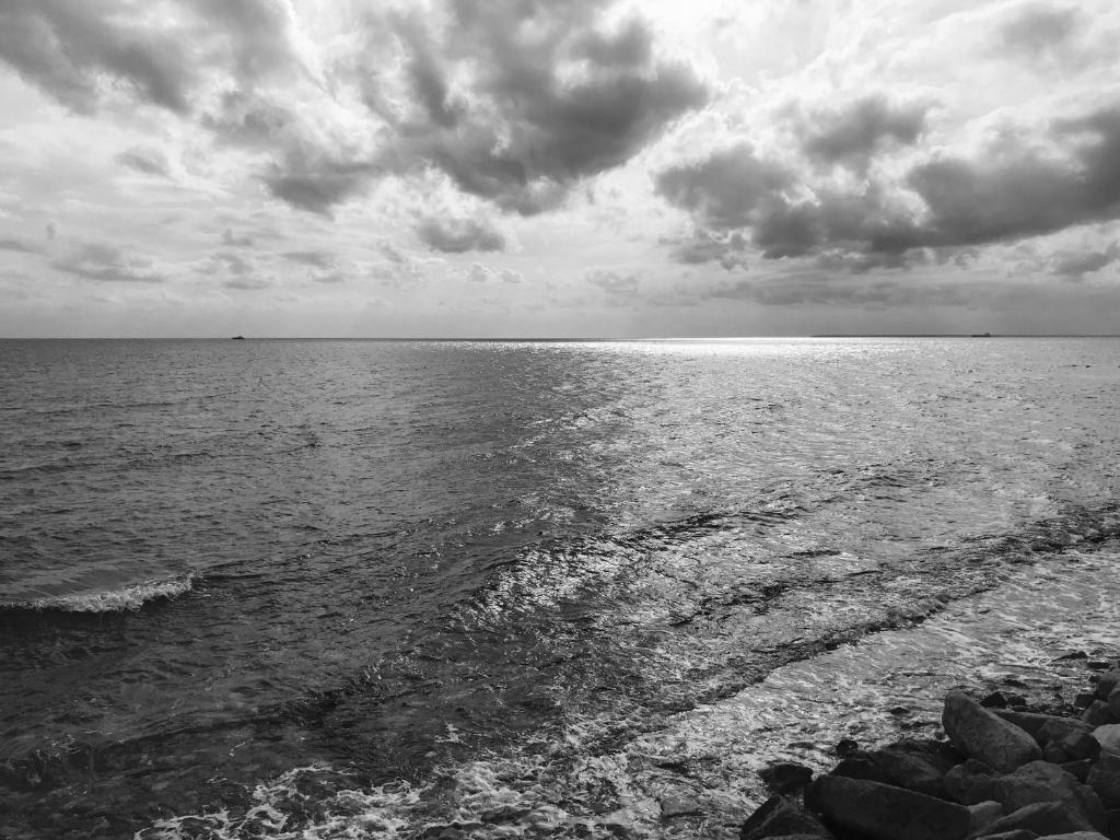 a black and white photo of a body of water at Olosuites in Limassol