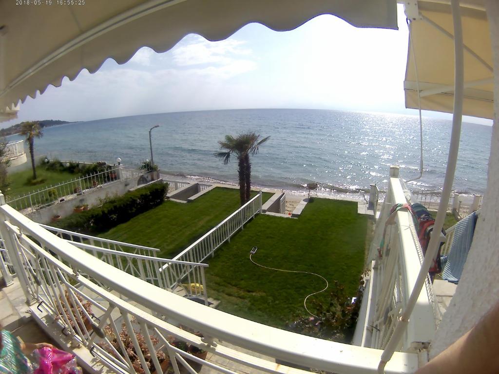 a view of the ocean from a cruise ship at Hemera House Fourka in Fourka
