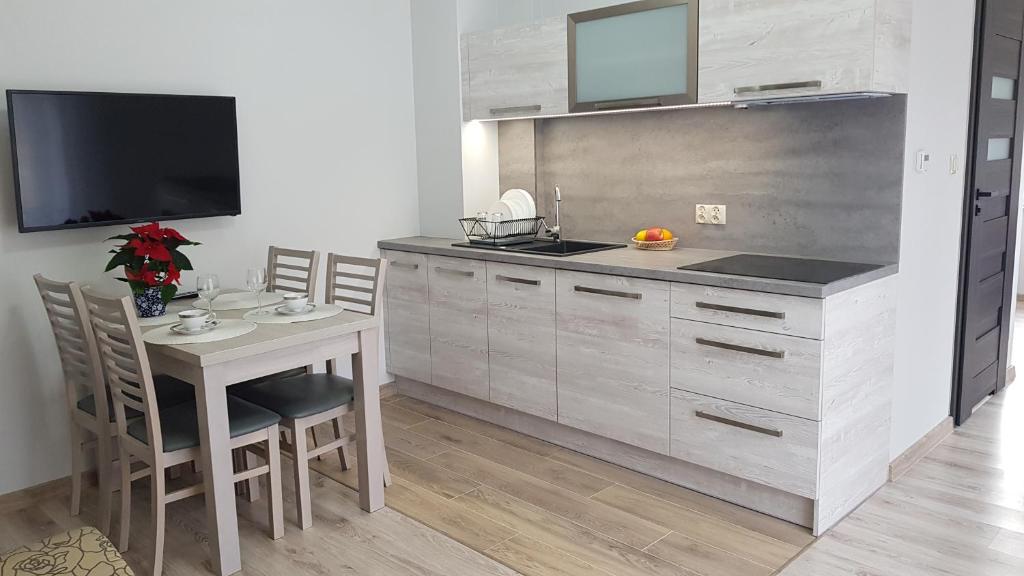 Kuchyň nebo kuchyňský kout v ubytování Apartamenty pod Czyrną