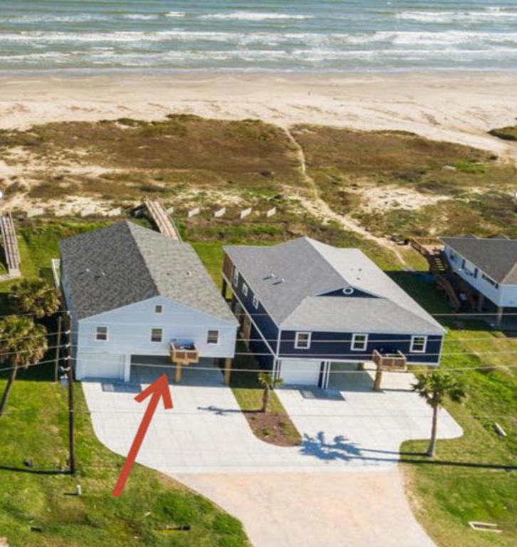 an aerial view of a house on the beach at Beachfront Bliss in Galveston